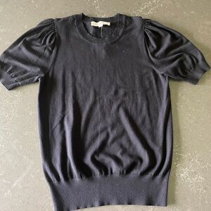 LOFT Black Puff Short Sleeve Sweater Top NWT